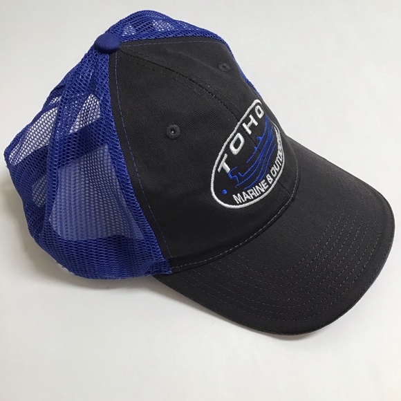 TOHO Marine Outdoors Hat Mesh Cap Adjusts Blue Gray White Lake Boating Sea - Picture 5 of 10